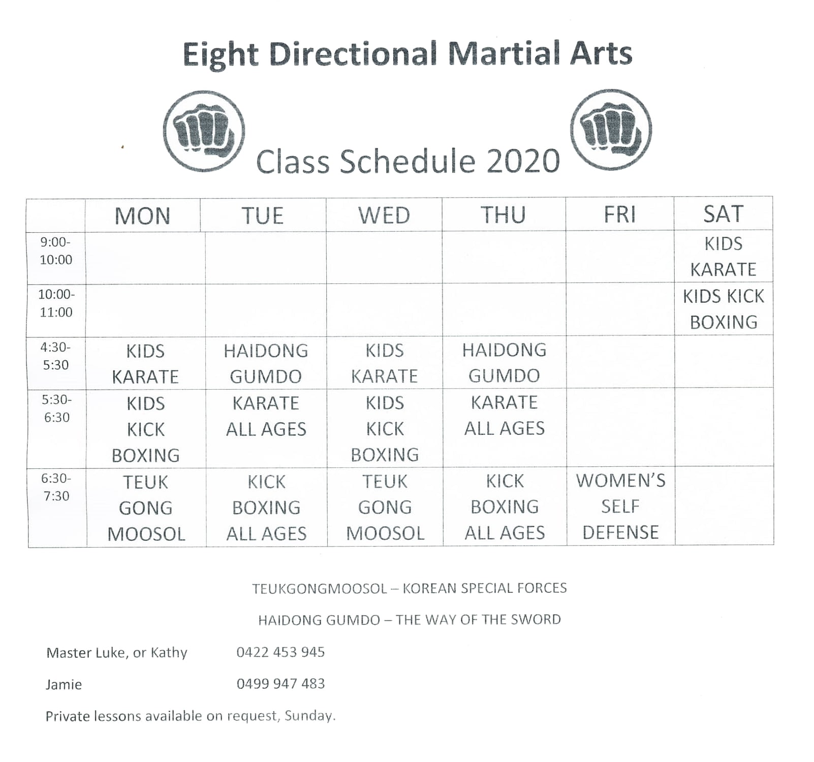 EightDirectionalTimetable-1 Eight Directional Timetable